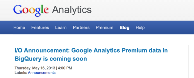 Google Analytics Big Query Announcement