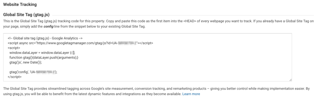 Google Analytics tracking code